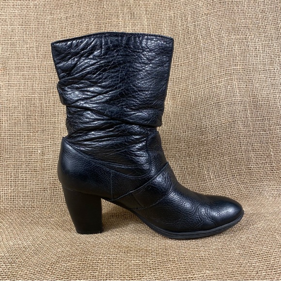 Born boots booties black buckle straps calf high leather women size 10 - Picture 3 of 11